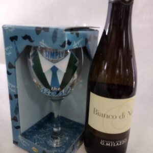 Calice da vino Auguri Papà   3 tartufi Domori    vino bianco frizzante Bianco di Nera da 375 ml - Speciale Festa del Papa'